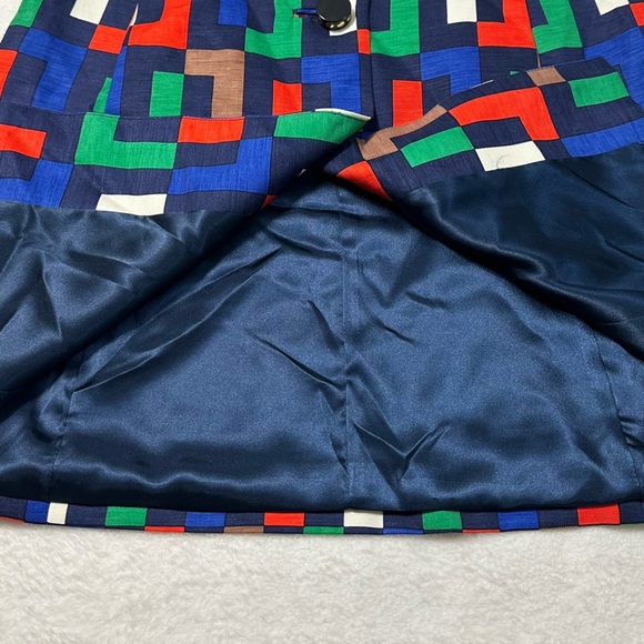 Milly of New York Silk Blend Colorful Block Pattern Trench Coat/Dress - Picture 12 of 16